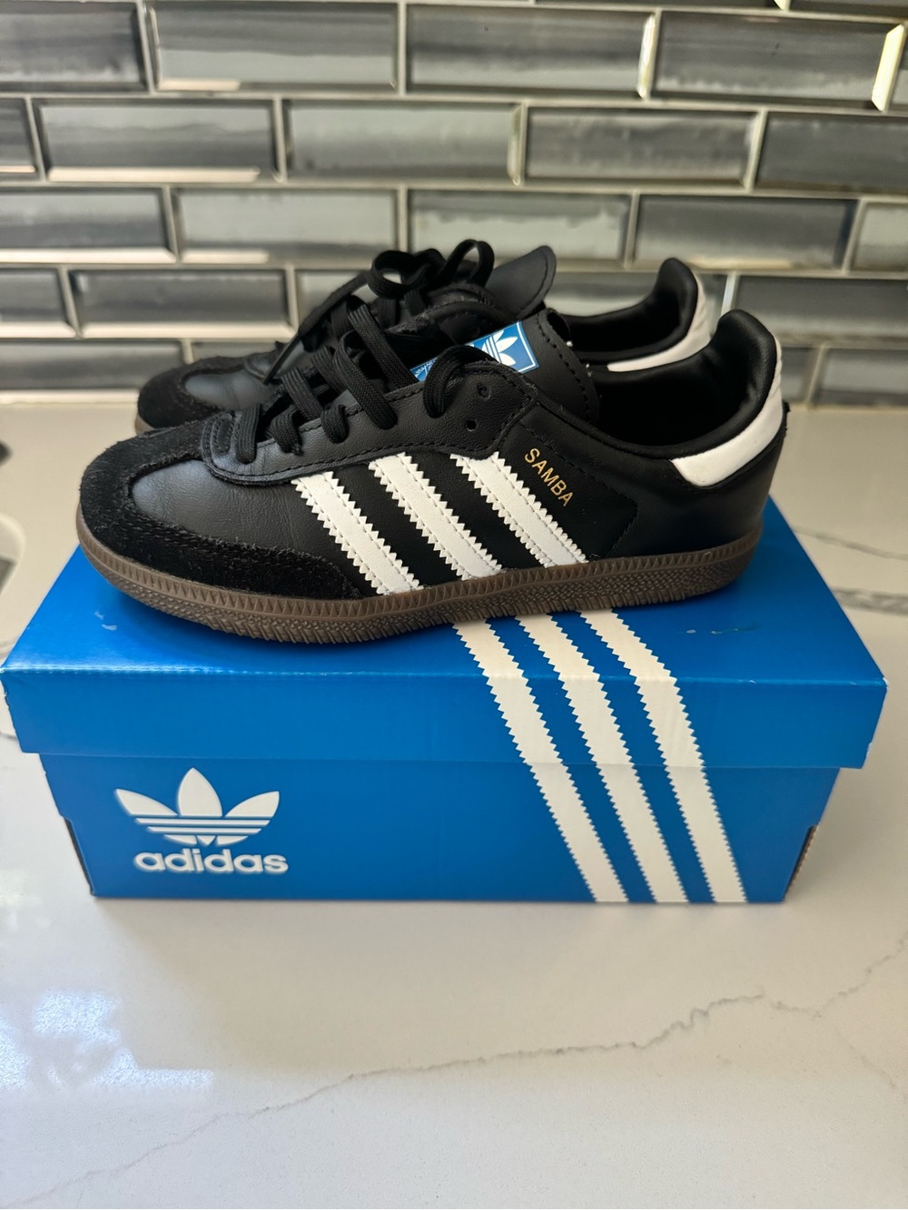 adidas Samba Black with White Stripes and Gum Sole